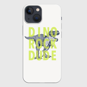 Чехол для iPhone 13 mini с принтом DINO ROCK DUDE в Санкт-Петербурге,  |  | Тематика изображения на принте: dino | games | roar | rock | rock star | t rex | дино | динозавр | динозавры | рок | рокер