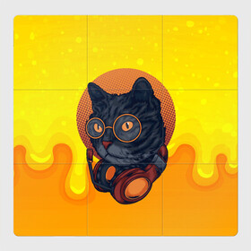 Магнитный плакат 3Х3 с принтом D.j Cat Кот диджей в Санкт-Петербурге, Полимерный материал с магнитным слоем | 9 деталей размером 9*9 см | диджей | кот | кот диджей | котенок | котик | кошка | музыка | музыкант | наушники | техно | электроника