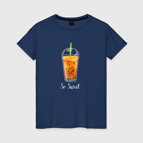 Женская футболка хлопок с принтом Коктейль в Санкт-Петербурге, 100% хлопок | прямой крой, круглый вырез горловины, длина до линии бедер, слегка спущенное плечо | sweet | коктейль | надпись | напиток | сладкое