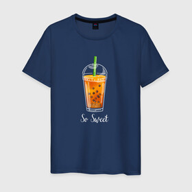 Мужская футболка хлопок с принтом Коктейль в Санкт-Петербурге, 100% хлопок | прямой крой, круглый вырез горловины, длина до линии бедер, слегка спущенное плечо. | sweet | коктейль | надпись | напиток | сладкое