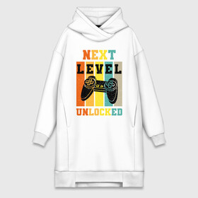 Платье-худи хлопок с принтом Next level unlocked в Санкт-Петербурге,  |  | controller | funny | game | gamer | gaming | geek | level | next | retro | unlocked | video game | videogame | vintage | видеоигры | винтаж | игра | играть | игровой | игрок | игроку | игры | консоль | приставка | ретро