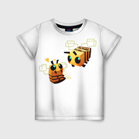 Детская футболка 3D с принтом Minecraft Bee в Санкт-Петербурге, 100% гипоаллергенный полиэфир | прямой крой, круглый вырез горловины, длина до линии бедер, чуть спущенное плечо, ткань немного тянется | Тематика изображения на принте: bee | minecraft | игры | насекомые | пчёлы