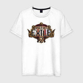 Мужская футболка хлопок с принтом Path of Exile 2 в Санкт-Петербурге, 100% хлопок | прямой крой, круглый вырез горловины, длина до линии бедер, слегка спущенное плечо. | computer | game | path of exile | игра | компьютерная | путь изгнания