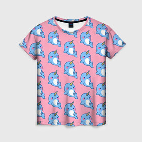 Женская футболка 3D с принтом Дельфинчики | Единорожки в Санкт-Петербурге, 100% полиэфир ( синтетическое хлопкоподобное полотно) | прямой крой, круглый вырез горловины, длина до линии бедер | unicorn | вода | девочке | девчачья | дельфичик | детская | детство | единорог | единороги | единорожек | звездочки | корона | милая | море | мороженое | пончики | радуга | рога | рыба | рыбы | сладости