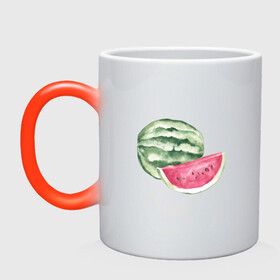 Кружка хамелеон с принтом акварельный арбуз в Санкт-Петербурге, керамика | меняет цвет при нагревании, емкость 330 мл | акварель | арбуз | арбузик | бахчевые | вкуснота | вкусняшки | долька | жара | кавун | кавунчик | краска | лето | люблю арбуз | полосатик | рисунок | сезон | фрукт | ягода