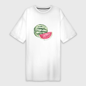 Платье-футболка хлопок с принтом акварельный арбуз в Санкт-Петербурге,  |  | акварель | арбуз | арбузик | бахчевые | вкуснота | вкусняшки | долька | жара | кавун | кавунчик | краска | лето | люблю арбуз | полосатик | рисунок | сезон | фрукт | ягода