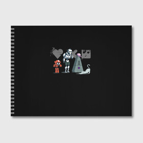 Альбом для рисования с принтом Любовь, Смерть & Роботы в Санкт-Петербурге, 100% бумага
 | матовая бумага, плотность 200 мг. | cat | cats | death | logo | love | netflix | robots | анимация | кино | кот | кошка | лого | любовь | нетфликс | роботы | сериал