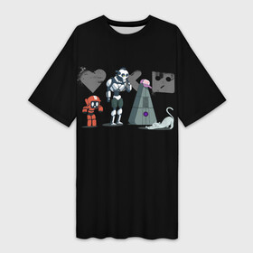 Платье-футболка 3D с принтом Любовь, Смерть  Роботы в Санкт-Петербурге,  |  | cat | cats | death | logo | love | netflix | robots | анимация | кино | кот | кошка | лого | любовь | нетфликс | роботы | сериал