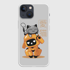 Чехол для iPhone 13 mini с принтом Cat and Robot (ЛСР) в Санкт-Петербурге,  |  | cat | cats | death | ldr | logo | love | netflix | robots | анимация | кино | кот | котёнок | кошка | лого | лср | любовь | нетфликс | роботы | сериал