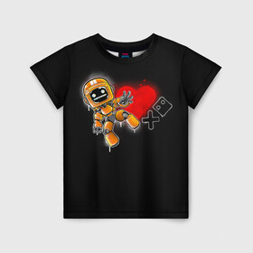 Детская футболка 3D с принтом K-VRC | Love Death and Robots в Санкт-Петербурге, 100% гипоаллергенный полиэфир | прямой крой, круглый вырез горловины, длина до линии бедер, чуть спущенное плечо, ткань немного тянется | Тематика изображения на принте: death | heart | hearts | k vrc | ldr | logo | love | netflix | robots | smile | анимация | кино | лого | лср | любовь | нетфликс | роботы | сердце | сериал | смайл | смайлик
