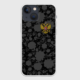 Чехол для iPhone 13 mini с принтом Герб России Хохлома в Санкт-Петербурге,  |  | country | eagle | russia | герб | двуглавый | орел | россия | страна | флаг | хохлома