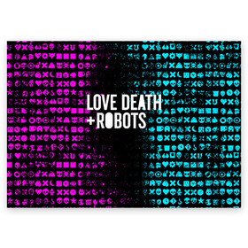 Поздравительная открытка с принтом ЛЮБОВЬ СМЕРТЬ И РОБОТЫ в Санкт-Петербурге, 100% бумага | плотность бумаги 280 г/м2, матовая, на обратной стороне линовка и место для марки
 | death | hear | ldr | logo | love | netflix | robots | smile | анимация | кино | лого | лср | любовь | нетфликс | роботы | сердце | сериал | смайл | смайлик