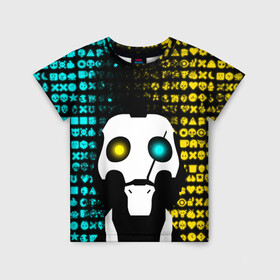Детская футболка 3D с принтом ЛЮБОВЬ СМЕРТЬ И РОБОТЫ в Санкт-Петербурге, 100% гипоаллергенный полиэфир | прямой крой, круглый вырез горловины, длина до линии бедер, чуть спущенное плечо, ткань немного тянется | Тематика изображения на принте: death | hear | ldr | logo | love | netflix | robots | smile | анимация | кино | лого | лср | любовь | нетфликс | роботы | сердце | сериал | смайл | смайлик