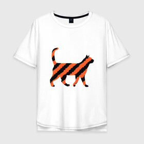 Мужская футболка хлопок Oversize с принтом Black-Orange Cat в Санкт-Петербурге, 100% хлопок | свободный крой, круглый ворот, “спинка” длиннее передней части | animal | cat | cute | kitty | meow | друг | животные | киска | китти | кот | котенок | котик | котэ | кошечка | кошка | милый | мур | мяу | питомец | тигр
