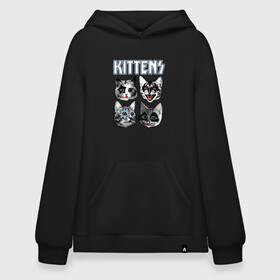 Худи SuperOversize хлопок с принтом Kittens в Санкт-Петербурге, 70% хлопок, 30% полиэстер, мягкий начес внутри | карман-кенгуру, эластичная резинка на манжетах и по нижней кромке, двухслойный капюшон
 | animal | cat | cute | kiss | kitty | meow | rock | гитара | друг | животные | киска | кисс | китти | кот | котенок | котик | котэ | кошечка | кошка | метал | милый | музыка | мур | мяу | питомец | рок | тигр