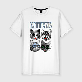 Мужская футболка хлопок Slim с принтом Kittens в Санкт-Петербурге, 92% хлопок, 8% лайкра | приталенный силуэт, круглый вырез ворота, длина до линии бедра, короткий рукав | animal | cat | cute | kiss | kitty | meow | rock | гитара | друг | животные | киска | кисс | китти | кот | котенок | котик | котэ | кошечка | кошка | метал | милый | музыка | мур | мяу | питомец | рок | тигр