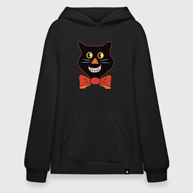 Худи SuperOversize хлопок с принтом Smiling Cat в Санкт-Петербурге, 70% хлопок, 30% полиэстер, мягкий начес внутри | карман-кенгуру, эластичная резинка на манжетах и по нижней кромке, двухслойный капюшон
 | animal | cat | cute | kitty | meow | друг | животные | киска | китти | кот | котенок | котик | котэ | кошечка | кошка | милый | мур | мяу | питомец | тигр