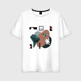 Женская футболка хлопок Oversize с принтом Абстракция в Санкт-Петербурге, 100% хлопок | свободный крой, круглый ворот, спущенный рукав, длина до линии бедер
 | геометрия | иллюзия | круги | пространство   художник   образ