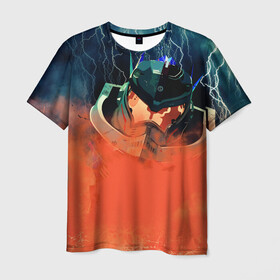 Мужская футболка 3D с принтом Тихоокеанский рубеж в Санкт-Петербурге, 100% полиэфир | прямой крой, круглый вырез горловины, длина до линии бедер | дым | лава. | молния | робот | техника | туман