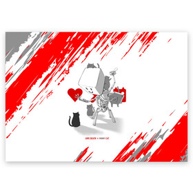Поздравительная открытка с принтом Love, Death and Cats | Любов, смерть и котики (Z) в Санкт-Петербурге, 100% бумага | плотность бумаги 280 г/м2, матовая, на обратной стороне линовка и место для марки
 | death | love | love death robots | netflix | robots | vedeathrobots | xbot 4000 | любовь | нетфликс | роботы | сериал | сериалы