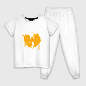 Детская пижама хлопок с принтом Wu-Tang Yellow в Санкт-Петербурге, 100% хлопок |  брюки и футболка прямого кроя, без карманов, на брюках мягкая резинка на поясе и по низу штанин
 | black | hiphop | method man | music | new york | nyc | odb | old school | rap | rza | wu tang clan | wutang | ву тэнг | граффити | микрофон | музыка | нью йорк | рэп | рэпер | хипхоп
