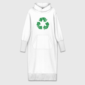 Платье удлиненное хлопок с принтом значок переработки экология в Санкт-Петербурге,  |  | зеленые стрелочки | знак | значок переработки | ответсвенность | сортировка мусора | треугольник | экоактивист | экология