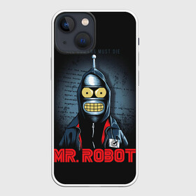 Чехол для iPhone 13 mini с принтом Bender x mr robot в Санкт-Петербурге,  |  | bender | futurama | mr robot | planet express | бендер | мистер робот | мульт | мультфильм | планетный экспресс | туранга лила | филипп джэй фрай | футурама