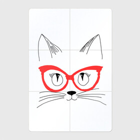 Магнитный плакат 2Х3 с принтом Киса в очках в Санкт-Петербурге, Полимерный материал с магнитным слоем | 6 деталей размером 9*9 см | Тематика изображения на принте: киса | котенок | котик | кошка в очках | очки