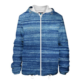 Мужская куртка 3D с принтом Texture Denim в Санкт-Петербурге, ткань верха — 100% полиэстер, подклад — флис | прямой крой, подол и капюшон оформлены резинкой с фиксаторами, два кармана без застежек по бокам, один большой потайной карман на груди. Карман на груди застегивается на липучку | background | blue | dark | denim | gradient | ice | jeans | paints | ripples | spot | spots | stripes | texture | white | белый | градиент | джинсы | лед | линии | полосы | пятна | пятно | светлый | синий | текстура | темная | ткань | тьма | фон
