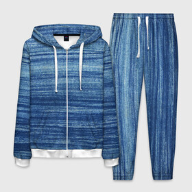 Мужской костюм 3D с принтом Texture. Denim в Санкт-Петербурге, 100% полиэстер | Манжеты и пояс оформлены тканевой резинкой, двухслойный капюшон со шнурком для регулировки, карманы спереди | background | blue | dark | denim | gradient | ice | jeans | paints | ripples | spot | spots | stripes | texture | white | белый | градиент | джинсы | лед | линии | полосы | пятна | пятно | светлый | синий | текстура | темная | ткань | тьма | фон