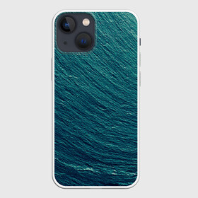 Чехол для iPhone 13 mini с принтом Endless Sea в Санкт-Петербурге,  |  | background | blue | dark | gradient | green | lines | ocean | paints | ripples | sea | spot | spots | stripes | texture | waves | волны | голубая | градиент | зеленый | краски | линии | море | океан | полосы | пятна | пятно | рябь | текстура | т