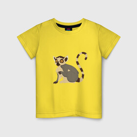 Детская футболка хлопок с принтом Удивлённый Кошачий Лемур в Санкт-Петербурге, 100% хлопок | круглый вырез горловины, полуприлегающий силуэт, длина до линии бедер | Тематика изображения на принте: art | cute lemur | illustration | lemur | madagascar | monkey | арт | иллюстрация | лемуровые | мадагаскар | мартышка | милый лемур | обезьянка | полуобезьяна | примат | приматы | рисунок