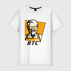 Мужская футболка хлопок Slim с принтом BITCOIN / БИТКОИН / KFC в Санкт-Петербурге, 92% хлопок, 8% лайкра | приталенный силуэт, круглый вырез ворота, длина до линии бедра, короткий рукав | binance | binance com | bitcoin | bittrex com | btc | exmo me | hodl | kfc | trading | банан | банан биржа | бинанс | биткоин | график | криптовалюта биржа | криптотрейдер | криптотрейдинг | кфс. | трейдинг