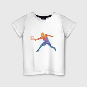 Детская футболка хлопок с принтом Tennis player - man в Санкт-Петербурге, 100% хлопок | круглый вырез горловины, полуприлегающий силуэт, длина до линии бедер | colorful | player | tennis | игрок | спортсмен | теннис