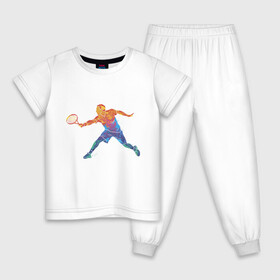 Детская пижама хлопок с принтом Tennis player - man в Санкт-Петербурге, 100% хлопок |  брюки и футболка прямого кроя, без карманов, на брюках мягкая резинка на поясе и по низу штанин
 | colorful | player | tennis | игрок | спортсмен | теннис