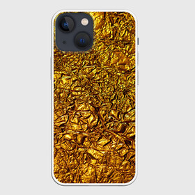 Чехол для iPhone 13 mini с принтом Сусальное золото в Санкт-Петербурге,  |  | gold | золото | золотой | мятая | сусальное | фольга