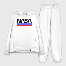 Женский костюм хлопок Oversize с принтом NASA в Санкт-Петербурге,  |  | astronomy | fashion | logo | nasa | national | rocket | sky | space | stars | text | usa | звезды | космос | линии | логотип | модные | надпись | наса | планеты | полоски | ракеты | сша | текст