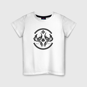 Детская футболка хлопок с принтом Вороны Одина в Санкт-Петербурге, 100% хлопок | круглый вырез горловины, полуприлегающий силуэт, длина до линии бедер | бьерн | валхалла | викинги | вороны одина | лодброк | мунин | норманы | один | рагнар | руны | скандинавская мифология | тор | хугин