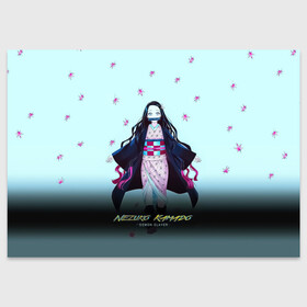 Поздравительная открытка с принтом Nezuko Kamado Demon Slayer в Санкт-Петербурге, 100% бумага | плотность бумаги 280 г/м2, матовая, на обратной стороне линовка и место для марки
 | demon slayer | kamado | kimetsu no yaiba | nezuko | tanjiro | аниме | гию томиока | зеницу агацума | иноске хашибира | камадо | клинок | корзинная девочка | манга | музан кибуцуджи | незуко | рассекающий демонов | танджиро