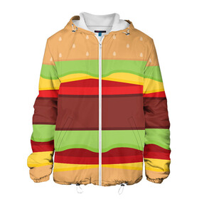 Мужская куртка 3D с принтом Бутерброд в Санкт-Петербурге, ткань верха — 100% полиэстер, подклад — флис | прямой крой, подол и капюшон оформлены резинкой с фиксаторами, два кармана без застежек по бокам, один большой потайной карман на груди. Карман на груди застегивается на липучку | background | burger | fast food | food | hamburger | sandwich | texture | будет | бургер | бутерброд | гамбургер | еда | текстура | фастфуд | фон