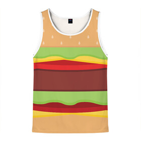 Мужская майка 3D с принтом Бутерброд в Санкт-Петербурге, 100% полиэстер | круглая горловина, приталенный силуэт, длина до линии бедра. Пройма и горловина окантованы тонкой бейкой | background | burger | fast food | food | hamburger | sandwich | texture | будет | бургер | бутерброд | гамбургер | еда | текстура | фастфуд | фон