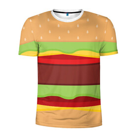 Мужская футболка 3D спортивная с принтом Бутерброд в Санкт-Петербурге, 100% полиэстер с улучшенными характеристиками | приталенный силуэт, круглая горловина, широкие плечи, сужается к линии бедра | Тематика изображения на принте: background | burger | fast food | food | hamburger | sandwich | texture | будет | бургер | бутерброд | гамбургер | еда | текстура | фастфуд | фон