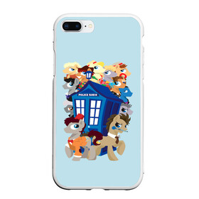 Чехол для iPhone 7Plus/8 Plus матовый с принтом My little pony x Doctor Who в Санкт-Петербурге, Силикон | Область печати: задняя сторона чехла, без боковых панелей | Тематика изображения на принте: my little pony | весёлая пинки пай | добрая флаттершайн | доктор кто | дружба это чудо | единорог | единороги | май литл пони | мульт | мультфильм | радуга дэш | селестия | спайк | сумеречная искорка