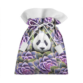 Подарочный 3D мешок с принтом Панда среди цветов в Санкт-Петербурге, 100% полиэстер | Размер: 29*39 см | Тематика изображения на принте: flower | flowers | panda | панда | цветы