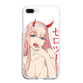 Чехол для iPhone 7Plus/8 Plus матовый с принтом Darling in the Franxx Zero Two в Санкт-Петербурге, Силикон | Область печати: задняя сторона чехла, без боковых панелей | 02 | anime girl | darling in the franxx | zero two | аниме | дарлинг во франксе | девушка с розовыми волосами | манга | милый во франксе | ноль два | розовые волосы | тян