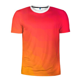 Мужская футболка 3D спортивная с принтом Градиент (заря) в Санкт-Петербурге, 100% полиэстер с улучшенными характеристиками | приталенный силуэт, круглая горловина, широкие плечи, сужается к линии бедра | градиент | жёлтый | заря | краски | красный