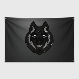 Флаг-баннер с принтом Демон волк в Санкт-Петербурге, 100% полиэстер | размер 67 х 109 см, плотность ткани — 95 г/м2; по краям флага есть четыре люверса для крепления | волк | зверь | серый | тьма | хищник | чёрный