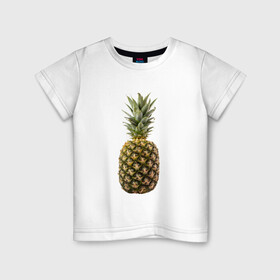 Детская футболка хлопок с принтом ананас в Санкт-Петербурге, 100% хлопок | круглый вырез горловины, полуприлегающий силуэт, длина до линии бедер | ананас | еда | овощи | правильное питание | сладости | фрукты