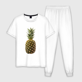 Мужская пижама хлопок с принтом ананас в Санкт-Петербурге, 100% хлопок | брюки и футболка прямого кроя, без карманов, на брюках мягкая резинка на поясе и по низу штанин
 | ананас | еда | овощи | правильное питание | сладости | фрукты