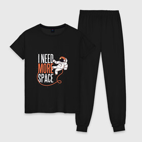 Женская пижама хлопок с принтом I Need More Space Космонавт в Санкт-Петербурге, 100% хлопок | брюки и футболка прямого кроя, без карманов, на брюках мягкая резинка на поясе и по низу штанин | astronaut | cosmonaut | expanse | freedom | introvert | астронавт | звёзды | игра слов | интроверт | космический рисунок | мне нужно больше пространства | мне нужно больше свободы | свобода | фридом